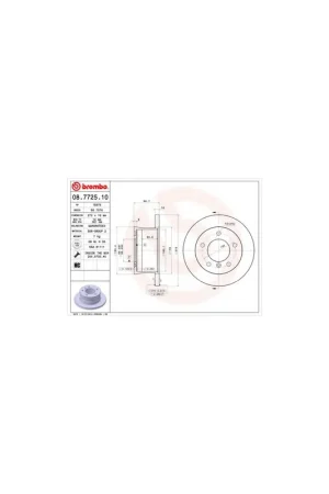 Auténtico DISCO DE FRENO 1 UNID. X CAJA 08.7725.10 BREMBO - MERCEDES-BENZ SPRINTER 3-t Furgón (903) - Eje trasero