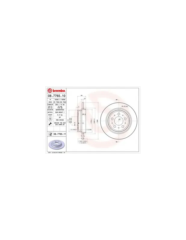 DISCO DE FRENO 2 UNID. X CAJA 08.7765.10 BREMBO - VOLVO S80 I Sedán (TS, XY) - Eje trasero Envío Internacional