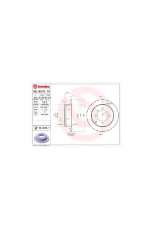 Venta Final DISCO DE FRENO 2 UNID. X CAJA 08.8316.10 BREMBO - MITSUBISHI SANTAMO - Eje trasero