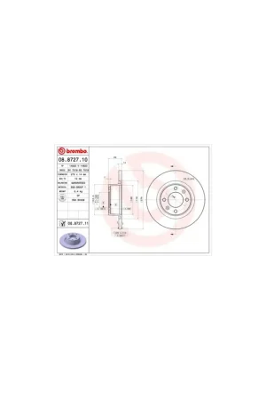 Artesanal DISCO DE FRENO 2 UNID. X CAJA 08.8727.10 BREMBO - CITROËN C5 I Estate (DE_) - Eje trasero