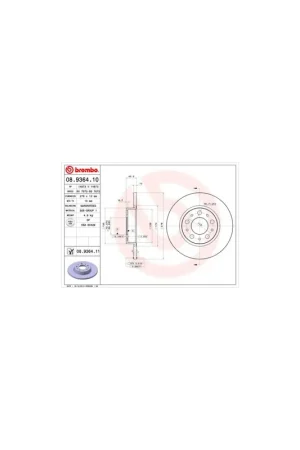 Última Oportunidad DISCO DE FRENO 2 UNID. X CAJA 08.9364.10 BREMBO - ALFA ROMEO BRERA (939) - Eje trasero