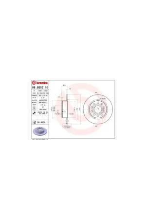 Últimas Unidades DISCO DE FRENO 2 UNID. X CAJA 08.9502.10 BREMBO - SEAT ALTEA (5P1) - Eje trasero