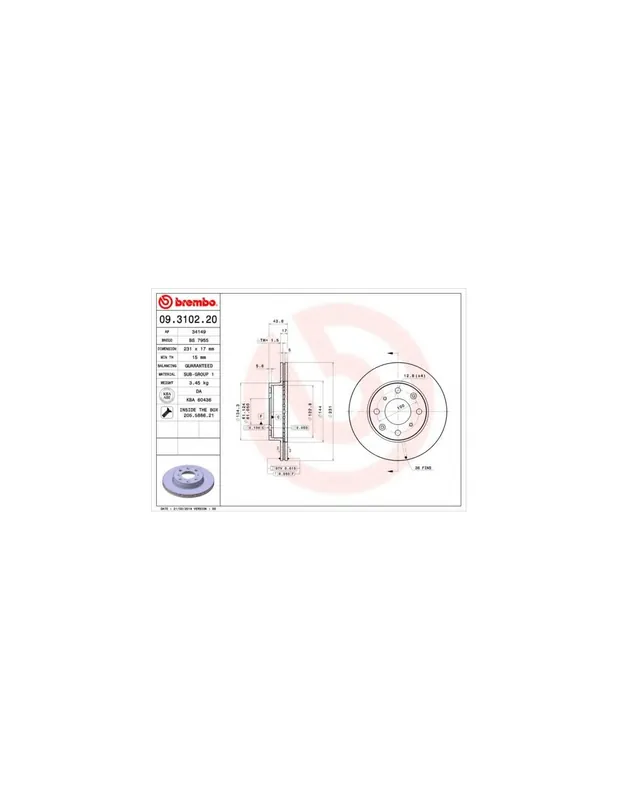 Favorito De Clientes DISCO DE FRENO 2 UNID. X CAJA 09.3102.20 BREMBO - ROVER 200 (XH) - Eje delantero