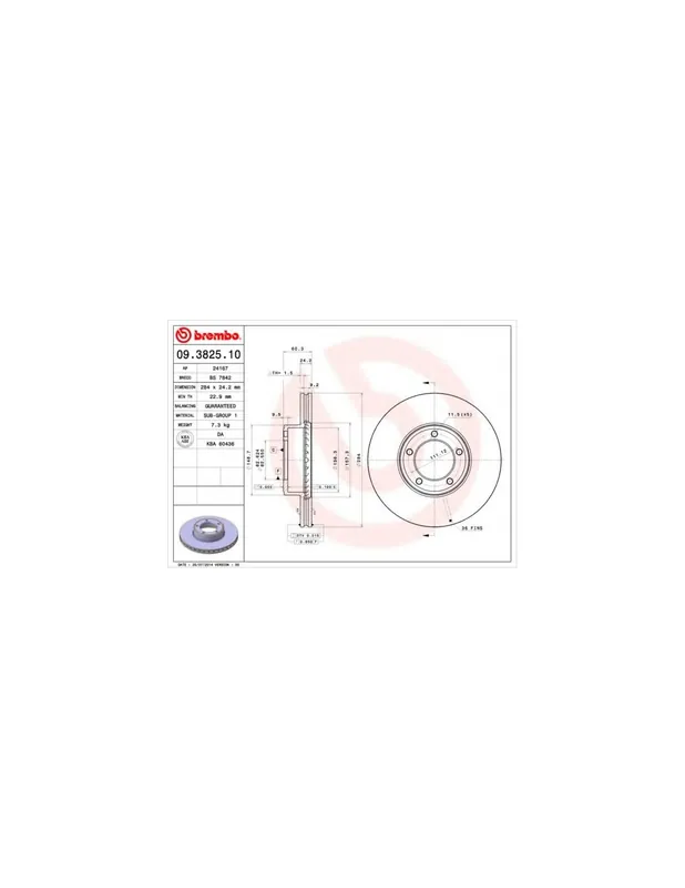 DISCO DE FRENO 2 UNID. X CAJA 09.3825.10 BREMBO - DAIMLER COUPE - Eje delantero Precio De Oferta