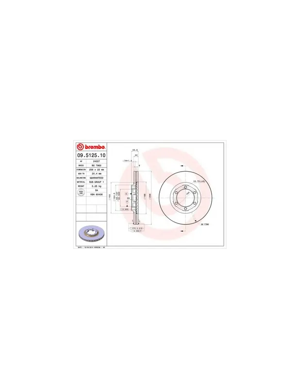DISCO DE FRENO 2 UNID. X CAJA 09.5125.10 BREMBO - MITSUBISHI DELICA Autobús (P0_W, P1_W, P2_W) - Eje delantero Comprar En Línea