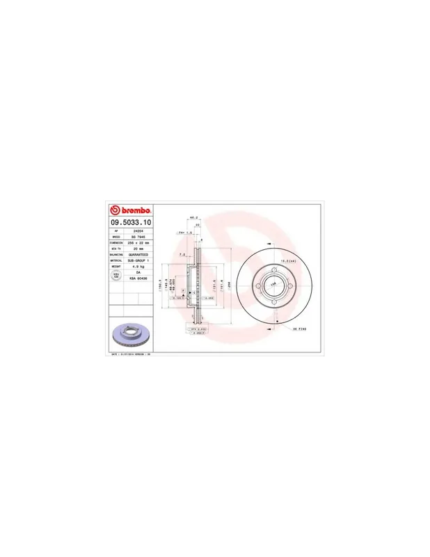 DISCO DE FRENO 2 UNID. X CAJA 09.5033.10 BREMBO - AUDI 4000 (89, 89Q, 8A, B3) - Eje delantero Envío Gratis