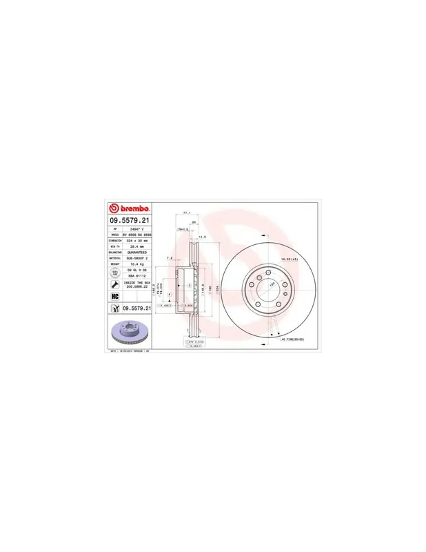 Gran Oferta DISCO DE FRENO 2 UNID. X CAJA 09.5579.21 BREMBO - BMW 7 Sedán (E38) - Eje delantero