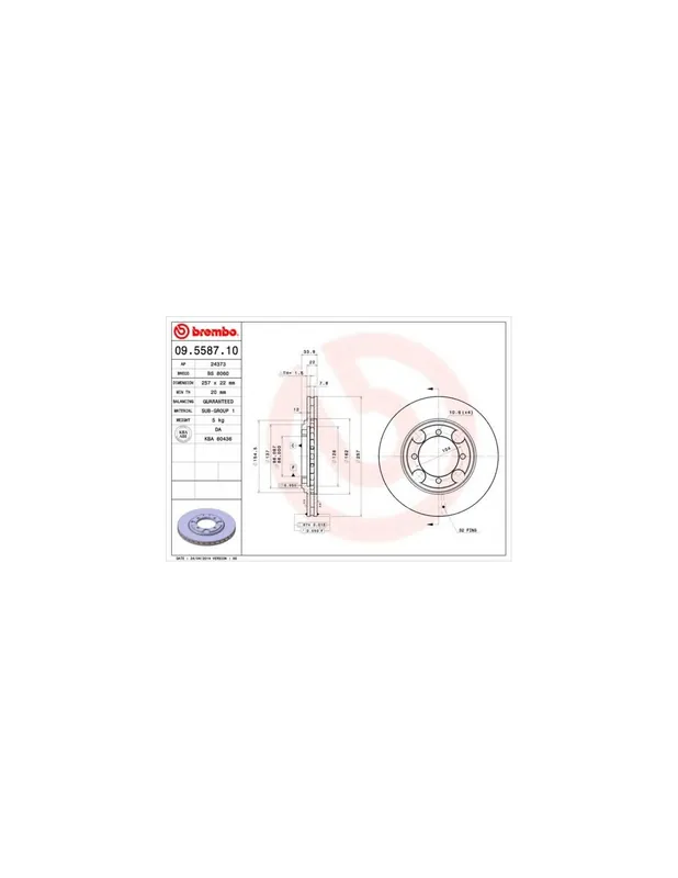 DISCO DE FRENO 2 UNID. X CAJA 09.5587.10 BREMBO - HYUNDAI LANTRA Mk II Ranchera familiar (J-2) - Eje delantero Promoción Exclusiva