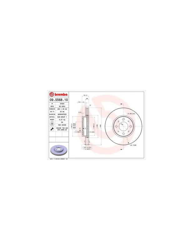 Nueva Colección DISCO DE FRENO 2 UNID. X CAJA 09.5568.10 BREMBO - VOLVO 850 (LS) - Eje delantero