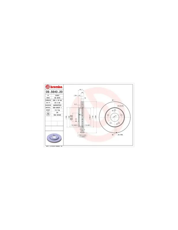 Mayoreo DISCO DE FRENO 2 UNID. X CAJA 09.5640.20 BREMBO - MITSUBISHI ECLIPSE Mk II (D3_A) - Eje delantero