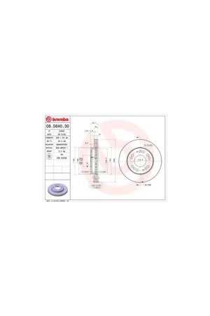 Certificado DISCO DE FRENO 2 UNID. X CAJA 09.5640.30 BREMBO - MITSUBISHI ECLIPSE (D2_A) - Eje delantero