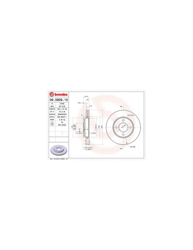 Disponible Ahora DISCO DE FRENO 2 UNID. X CAJA 09.5809.10 BREMBO - FORD ESCORT Mk VI Descapotable (ALL) - Eje delantero