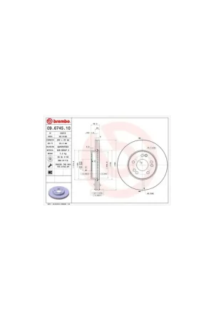 Solo Por Tiempo Limitado DISCO DE FRENO 2 UNID. X CAJA 09.6745.10 BREMBO - MERCEDES-BENZ CLASE E Descapotable (A124) - Eje delantero