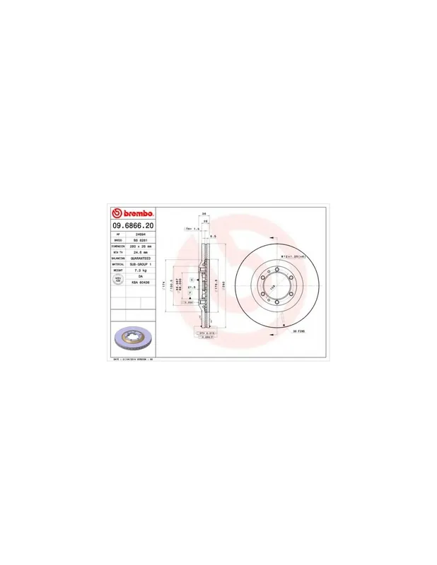 DISCO DE FRENO 2 UNID. X CAJA 09.6866.20 BREMBO - ISUZU TROOPER - Eje delantero A Buen Precio
