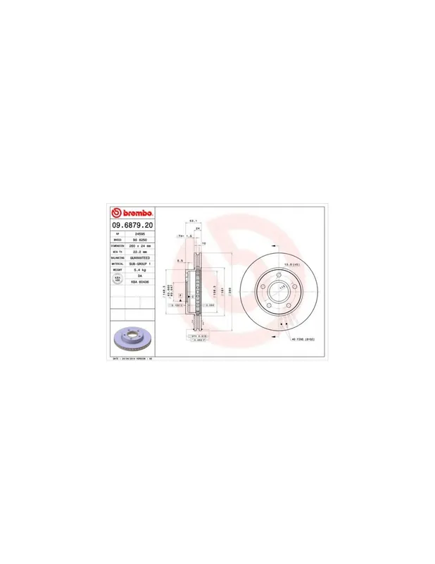 DISCO DE FRENO 2 UNID. X CAJA 09.6879.20 BREMBO - FORD GRANADA I Ranchera familiar (GGE) - Eje delantero Garantía De Devolución De Dinero