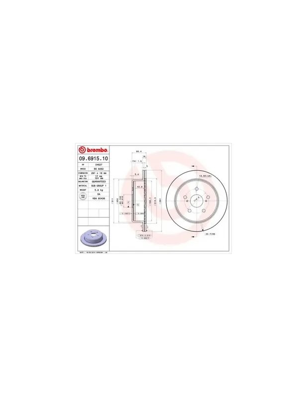 DISCO DE FRENO 2 UNID. X CAJA 09.6915.10 BREMBO - TOYOTA SUPRA (JZA70_, GA70_, MA70) - Eje trasero Garantía Incluida
