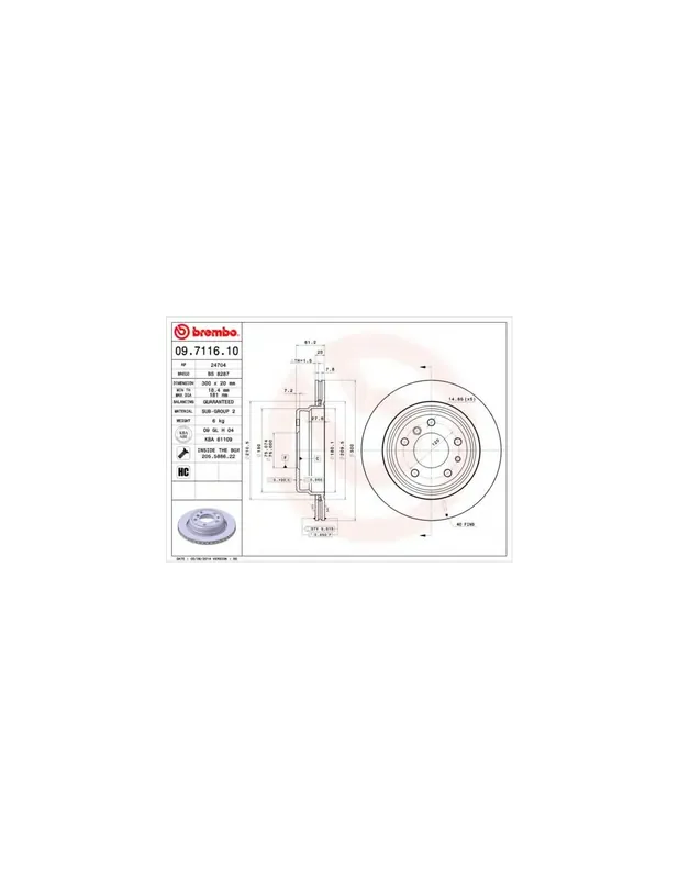 DISCO DE FRENO 2 UNID. X CAJA 09.7116.10 BREMBO - BMW 5 Sedán (E34) - Eje trasero Precio De Fábrica