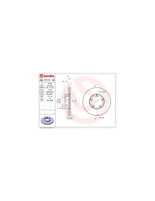 Precio Bajo DISCO DE FRENO 2 UNID. X CAJA 09.7117.10 BREMBO - NISSAN TRADE Furgón/ranchera familiar - Eje delantero