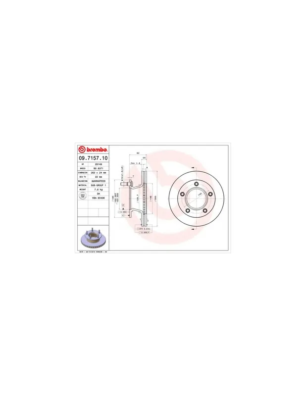 Envío Gratis DISCO DE FRENO 2 UNID. X CAJA 09.7157.10 BREMBO - MERCEDES-BENZ 100 Furgón (631) - Eje delantero