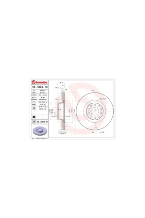Tendencia DISCO DE FRENO 2 UNID. X CAJA 09.8324.11 BREMBO - AUDI A8 Sedán (4D2, 4D8) - Eje delantero