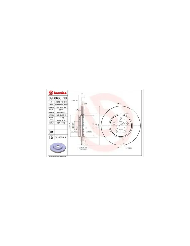 Barato DISCO DE FRENO 2 UNID. X CAJA 09.8665.10 BREMBO - FORD MONDEO Mk III Ranchera familiar (BWY) - Eje delantero