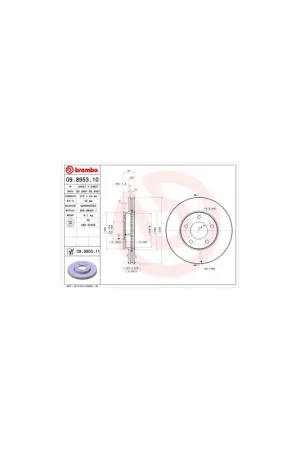 Stock Limitado DISCO DE FRENO 2 UNID. X CAJA 09.8953.10 BREMBO - FORD ESCAPE - Eje delantero