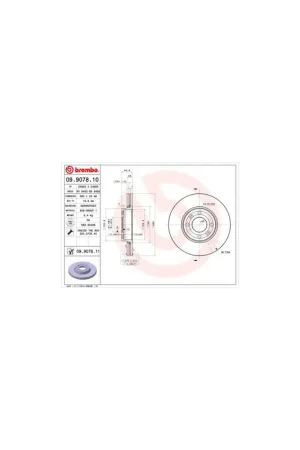 Certificado DISCO DE FRENO 2 UNID. X CAJA 09.9078.10 BREMBO - RENAULT MODUS / GRAND MODUS (F/JP0_) - Eje delantero