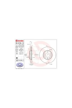 Última Versión DISCO DE FRENO 2 UNID. X CAJA 09.9165.10 BREMBO - SAAB 9-3 Descapotable (YS3F) - Eje delantero