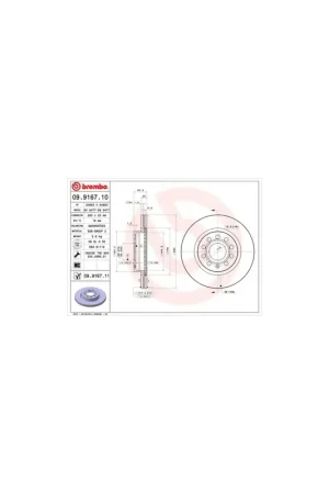 A Buen Precio DISCO DE FRENO 2 UNID. X CAJA 09.9167.10 BREMBO - VW GOLF PLUS (5M1, 521) - Eje delantero