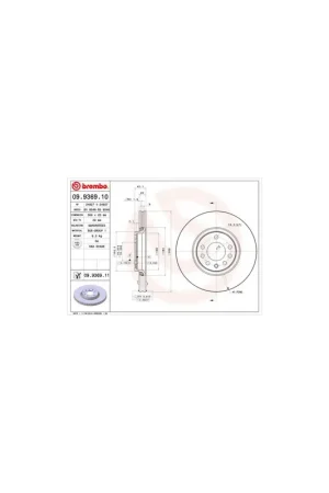 Stock Limitado DISCO DE FRENO 2 UNID. X CAJA 09.9369.10 BREMBO - OPEL ASTRA H Sport Hatch (L08) - Eje delantero