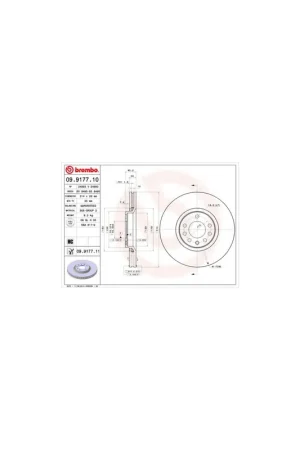 Bestseller DISCO DE FRENO 2 UNID. X CAJA 09.9177.10 BREMBO - OPEL VECTRA C GTS - Eje delantero