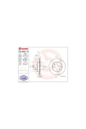 Artesanal DISCO DE FRENO 2 UNID. X CAJA 09.9503.10 BREMBO - KIA MORNING (TA) - Eje delantero