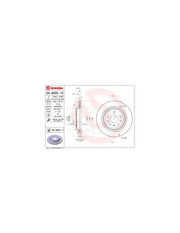 A Buen Precio DISCO DE FRENO 2 UNID. X CAJA 09.9505.10 BREMBO - CADILLAC BLS Wagon - Eje trasero