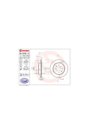 Certificado DISCO DE FRENO 2 UNID. X CAJA 09.9728.14 BREMBO - SUZUKI WAGON R - Eje delantero