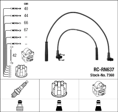 Artesanal Juego de cables de encendido NGK 7368 NGK 7368