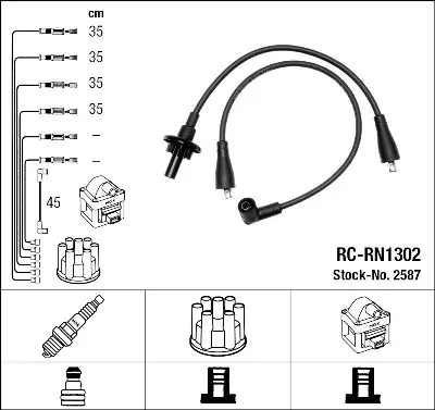 Nuevo Modelo Juego de cables de encendido NGK 2587 NGK 2587