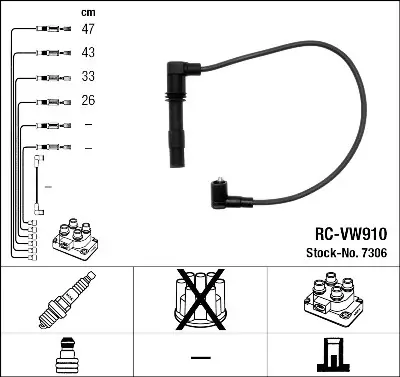 Directo De Fábrica Juego de cables de encendido NGK 7306 NGK 7306