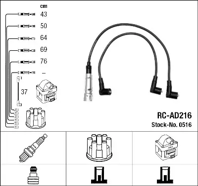 Juego de cables de encendido NGK 516 NGK 0516 Envío Gratis