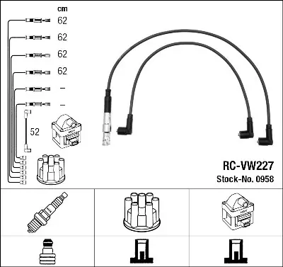 Mejor Calidad Juego de cables de encendido NGK 958 NGK 0958