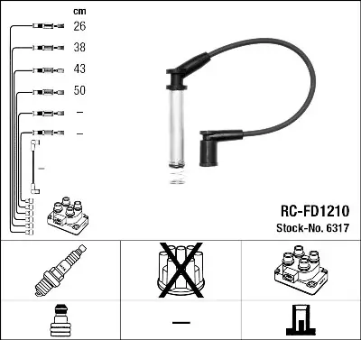 Juego de cables de encendido NGK 6317 NGK 6317 De Moda