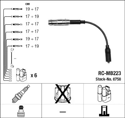Última Oportunidad Juego de cables de encendido NGK 0758