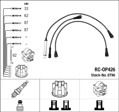 Juego de cables de encendido NGK 0796 Precio De Fábrica