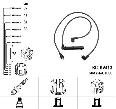 Marca Reconocida Juego de cables de encendido NGK 0888
