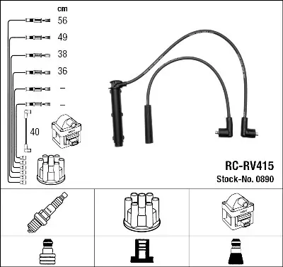 Juego de cables de encendido NGK 890 NGK 0890 Entrega Rápida