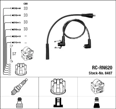 Juego de cables de encendido NGK 8487 NGK 8487 Hecho A Mano