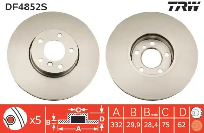 Juego de discos de freno TRW DF4852S TRW DF4852S Compra Hoy