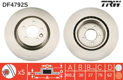 Precio Reducido Juego de discos de freno TRW DF4792S TRW DF4792S (Sustituye a DF7316)