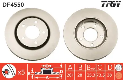 Última Versión Juego de discos de freno TRW DF4550 TRW DF4550