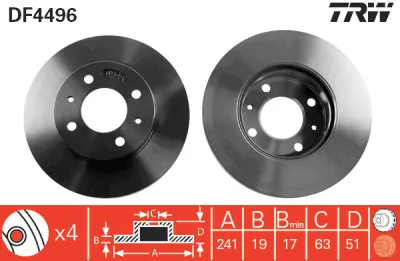 Juego de discos de freno TRW DF4496 TRW DF4496 (Sustituye a DF7150) Gran Oferta