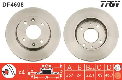 Lujoso Juego de discos de freno TRW DF4698 TRW DF4698 (Sustituye a DF7197)